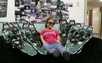 Jess_snowshoes Jessica Cimino, 17, is a little person and needed specialized snowshoes to join her class for a trip. She's pictured here with the snowshoes her classmates used.