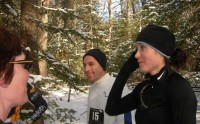 Katie Johnson wonders to Race Director, Peter Keeney, "When are you getting more snow?"