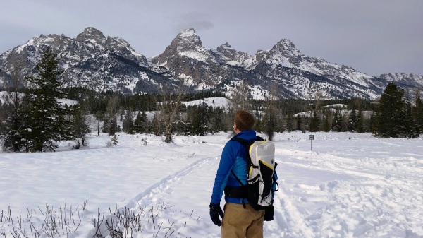 Snowshoeing in the Tetons with the Motion 35 backpack by Klymit. (Photo by Brad Christensen.)