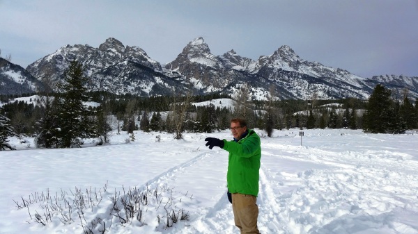 Wearing the Dare2B Intend Club jacket while enjoying a snowshoeing jaunt in the Tetons. (Photo by Brad Christensen.)