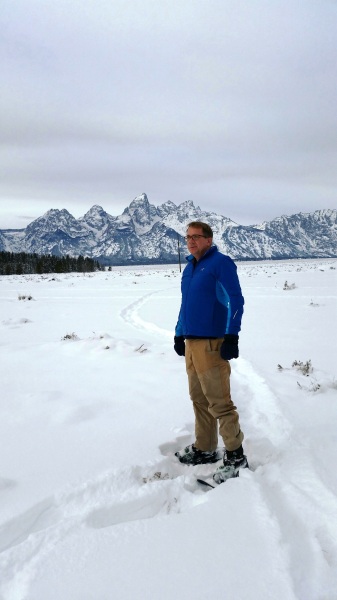 Out in the Tetons in the Argus jacket by Arc'Tyrex.  (Photo by Brad Christensen.)