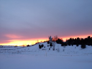 The sun was setting on my sleigh ride at Le Baluchon