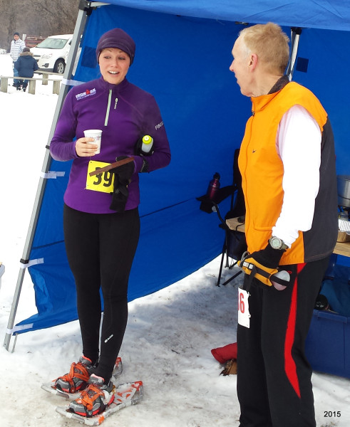 Affable Suzie Fox explains her fun at the inaugural Winteriffic Half, standing just outside the finish-line tent