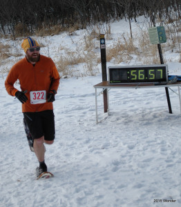 Bill Wonder winning the 2015 Minnesota State Snowshoe Championship