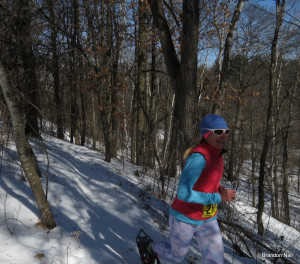 Bronze medalist, Whitney Spivey, outrunning the camera on the fast single track course