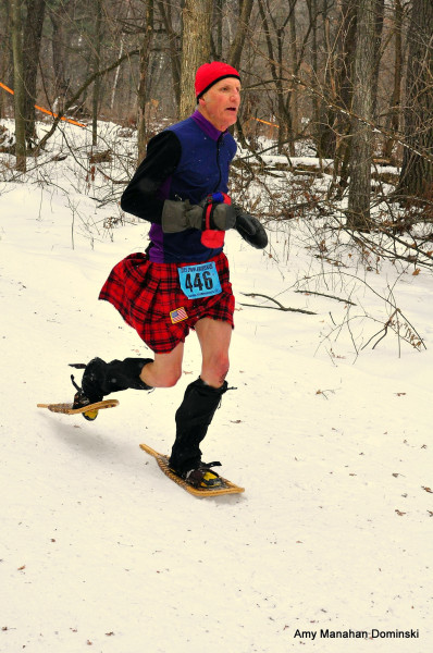 Green Bay's Dave Sykora won a silver age-class medal with his woodies and American-flag-adorned kilt.