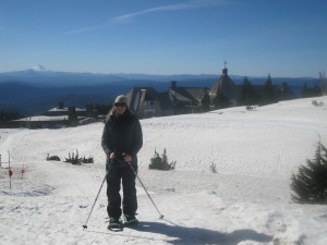 Snowshoeing back down towards Timberline Lodge