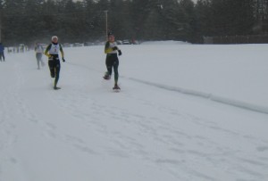 Lauren Brieant and Jessica Setter face off in the 100 m. race.