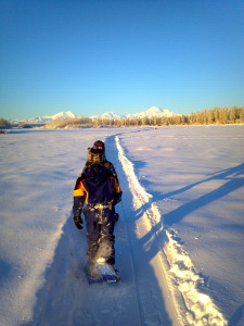 Snowshoers take advantage of wide-open trails near Talkeetna, Alaska