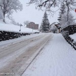 The snow-covered main street into Grindelwald