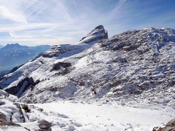 On top of the Tour du Famelon looking over to the Tour du Mayen, Leysin, Swiss Alps