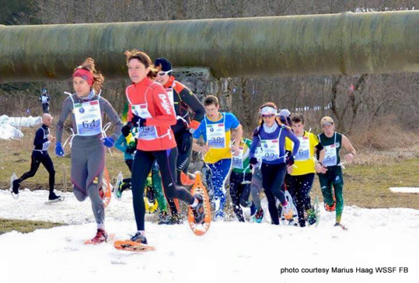 Racers navigate the snowshoe highway in their quest to place or finish the WSSF Championships