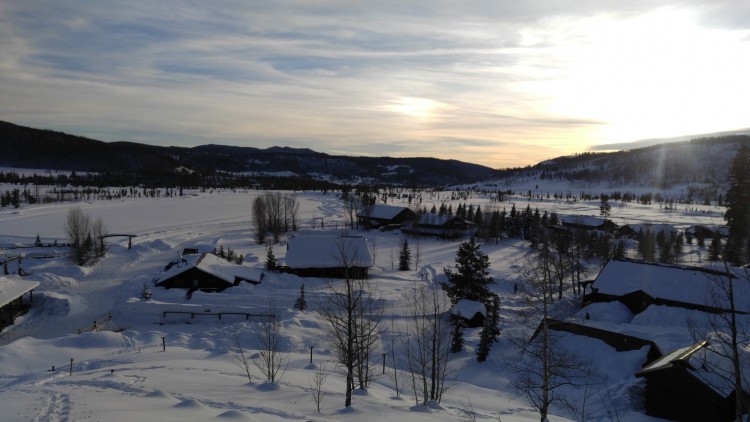 snowshoeing for couples: view from above- Vista Verde Guest Ranch Jan 2017