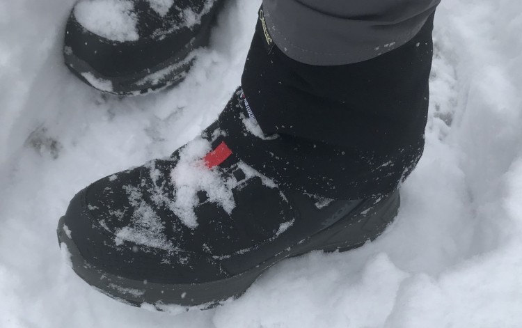 Wolverine boot review: close up of Wolverine ShiftPlus Polar Range Boa in snow with gaiters