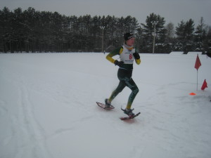 Jessica Setter crosses the finish line, taking third place overall in the 800 m.