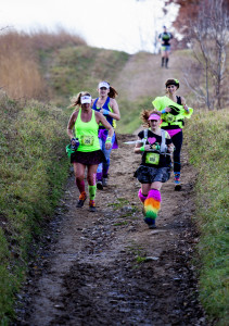 The 80s Girls from North Dakota rocked their hair and wardrobes on their way to a 50 km finish (aka Heather Schlagel, Heather Sailer, Jenny Lettenmaier, and Heidi Williams)