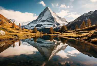 Mountains, snow, river