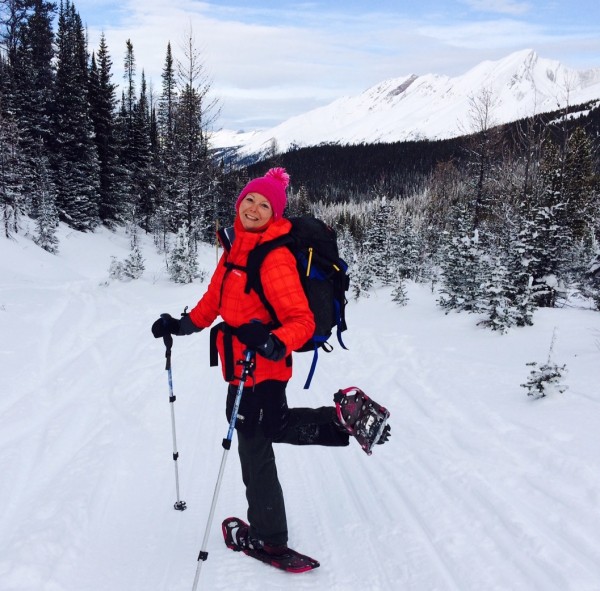 Choosing to snowshoe on a snowmobile packed trail