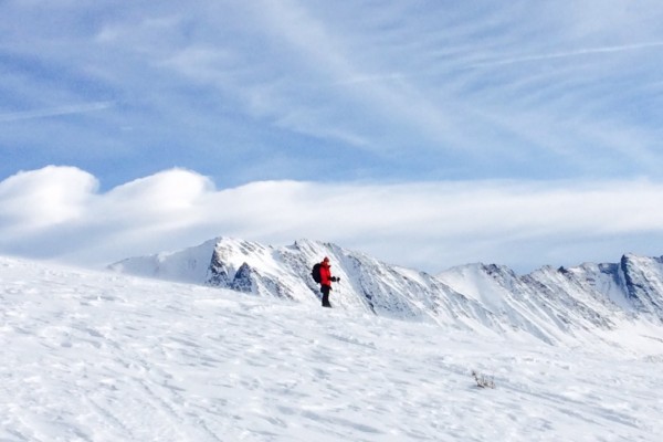 Exploring the beautiful terrain from Skoki Lodge (photo:  Alannah Jensen)