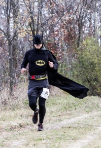Batman (aka Christopher Lofgren) battling the course looking for the bad guys
