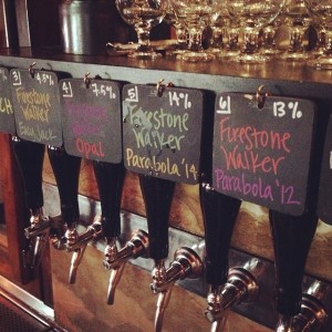 The ever-changing beer taps at Bittercreek Ale House. 