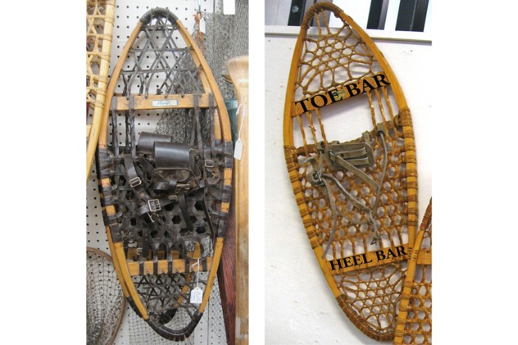 side by side of elbow snowshoes