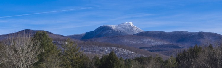 snowshoeing trails in Vermont: Camel's Hump from a distance, Vermont