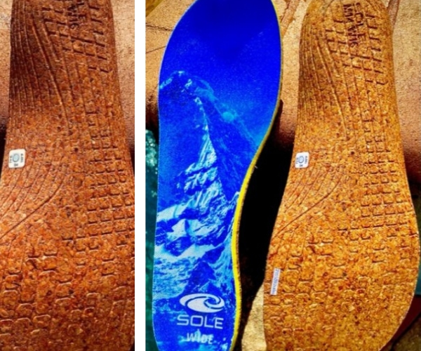 side by side: cork insoles and SOLE insole