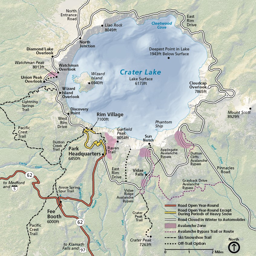 map of Crater Lake National Park, Oregon