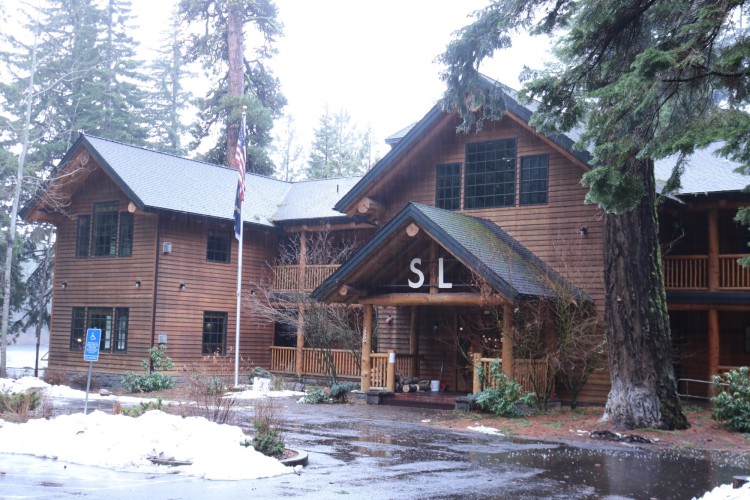 view of front of Suttle Lake Lodge near Santiam Pass, Oregon