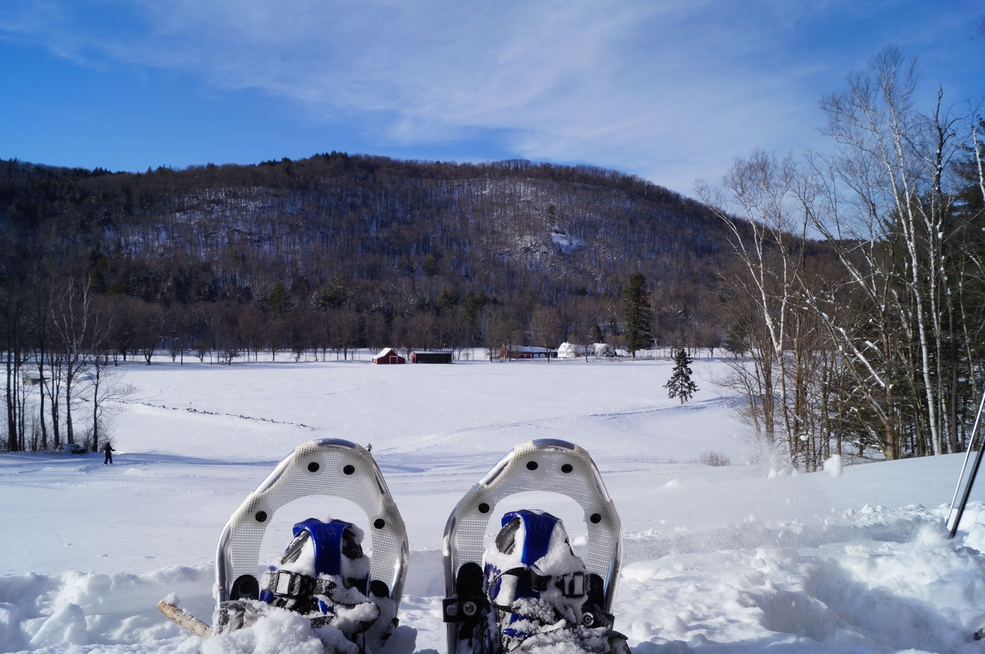 snowshoes in front of Bear Mountain, Vermont