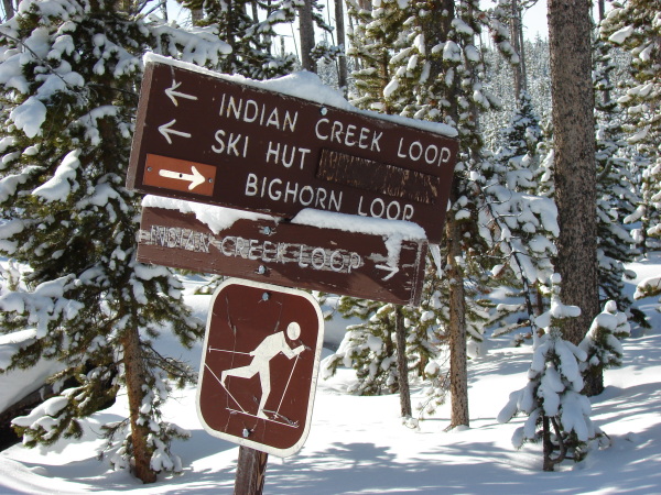 wooden sign pointing to several trails