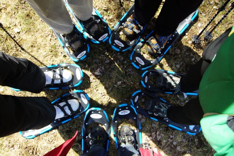 snowshoes in a circle on the ground