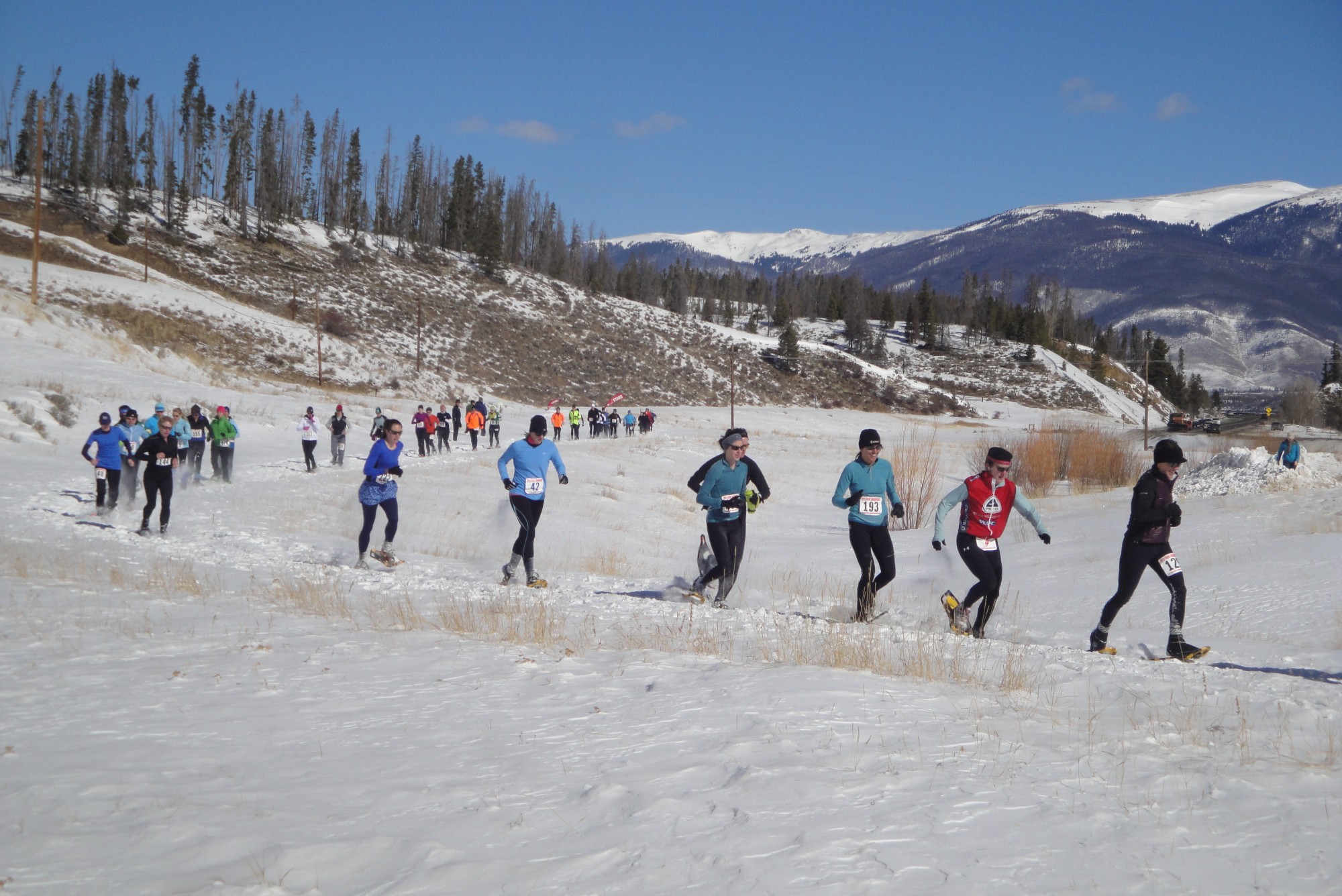 snowshoe racers on the course