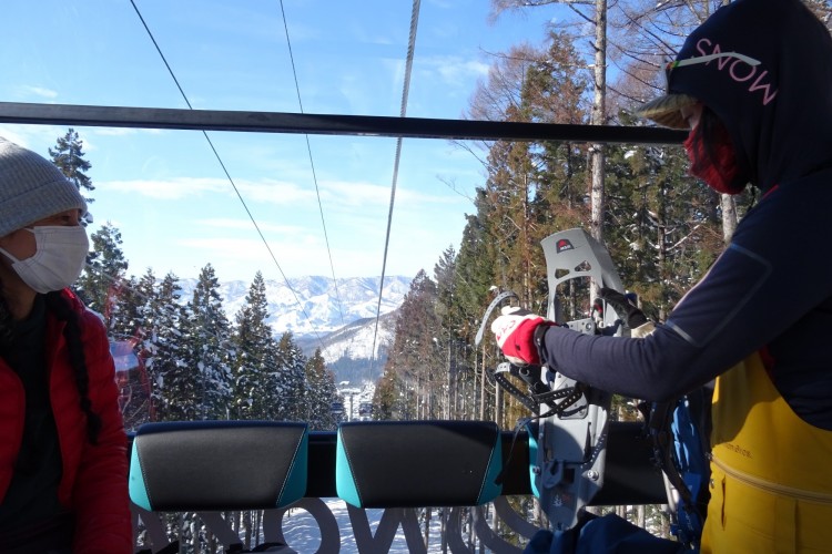 view out of the gondola in Nowaza Onsen, Japan