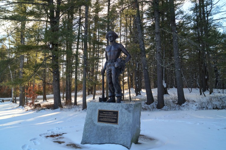 Bear Brook CCC Statue in winter