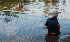 The author and her grandson at a favourite swimming hole. Photo Laura Rose