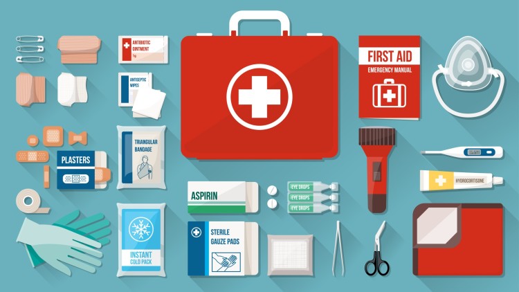 illustration of first aid kit materials