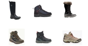 footwear compilation: six boots on white background