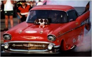 For a quick trip to the grocery, nothing beats a '57 Chevy . . . street legal or not. Put this on a plate for truly "fast food."