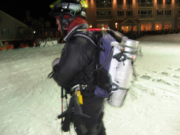 man wearing Freerider Pro 28 with gear