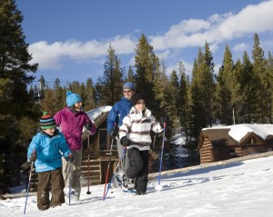 Family snowshoe outing at Frisco Nordic Center.