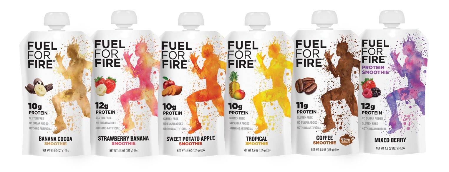 product photo: variety of Fuel for Fire protein smoothies