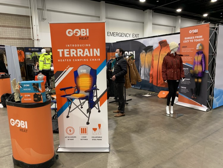 Gobi Heat product booth at OR snow show winter 2022