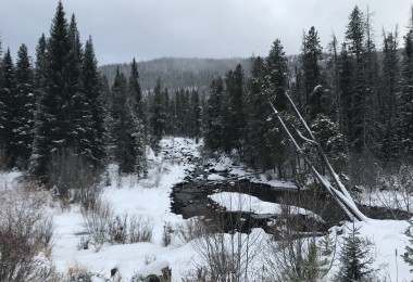 river, snow coming, Monarch Lake