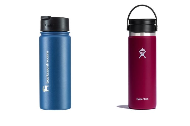side by side: Hydro Flask Wide Mouth Flask 2012 and 2022