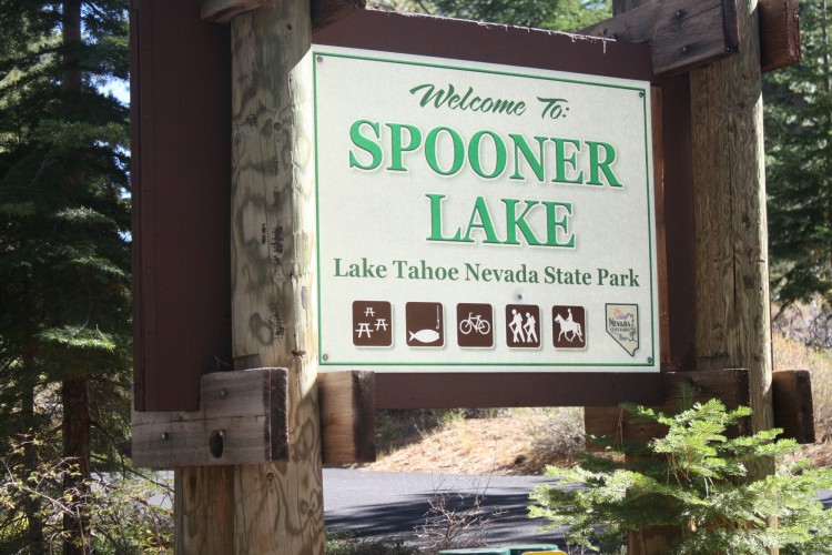 Lake Tahoe fall hikes: Spooner Lake welcome sign