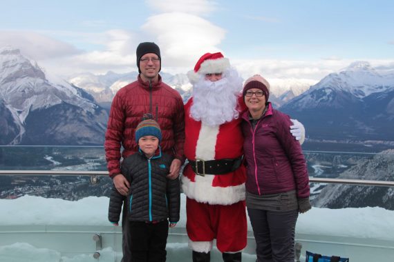 family with Santa in Banff