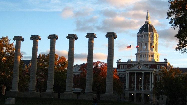 columns and building at University of Missouri in Columbia