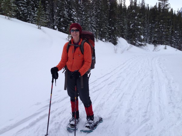 We met many travelers on the Lake O'Hara Road using snowshoes